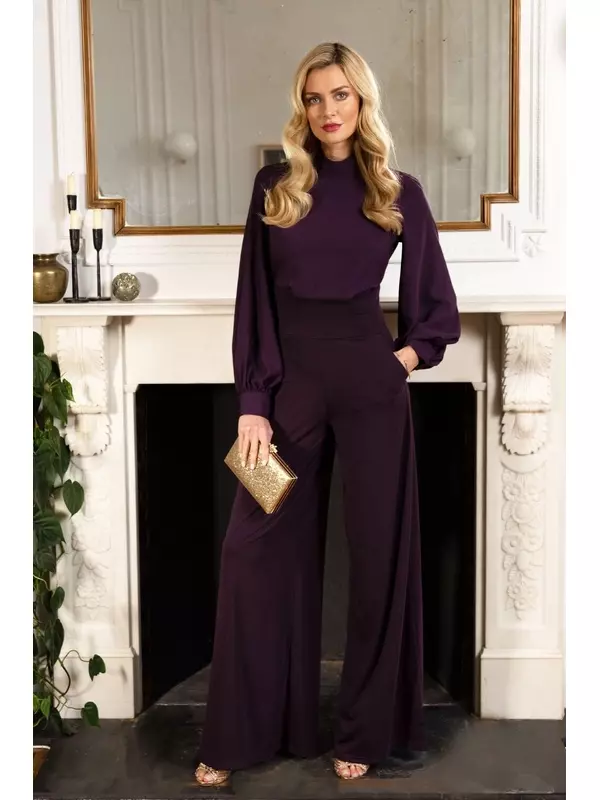 Фиолетовый комбинезон HotSquash с широкими штанинами и пышными рукавами Hot Squash, фиолетовый