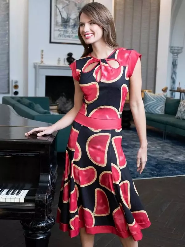 Облегающее платье с замочной скважиной и расклешенным платьем HotSquash, цвет Red/Black Cloud