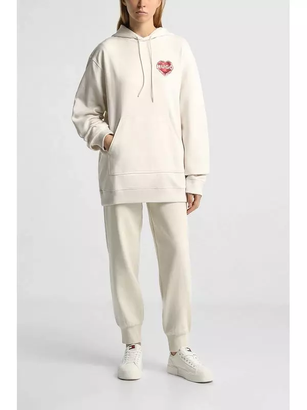 Худи хлопковое с карманом оверсайз кроя HUGO