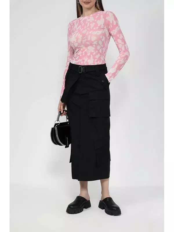 Лонгслив из эластичной сетки с принтом HUGO