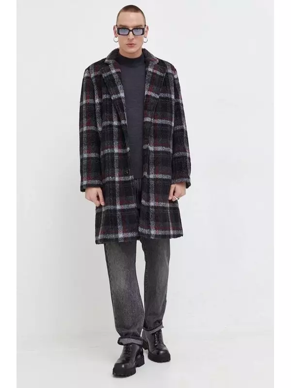 Пальто из смесовой шерсти Hugo, мультиколор