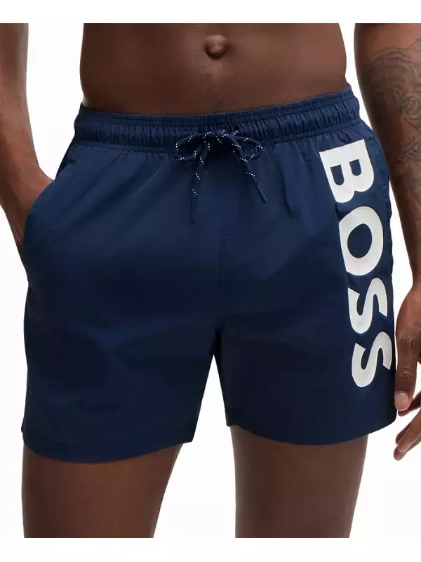 Мужские плавки с контрастным логотипом Hugo Boss, синий