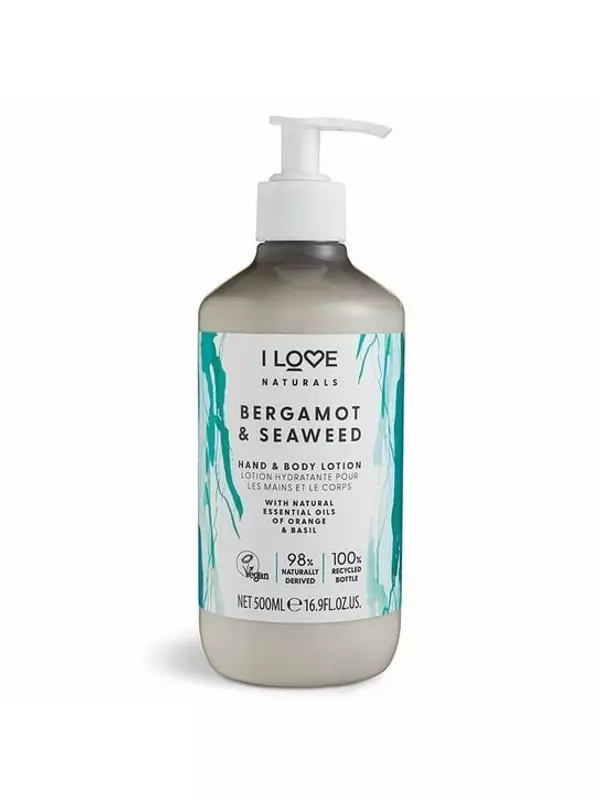 Лосьон для рук и тела I Love Naturals, бальзам для тела и рук, бергамот и морские водоросли, 500 мл