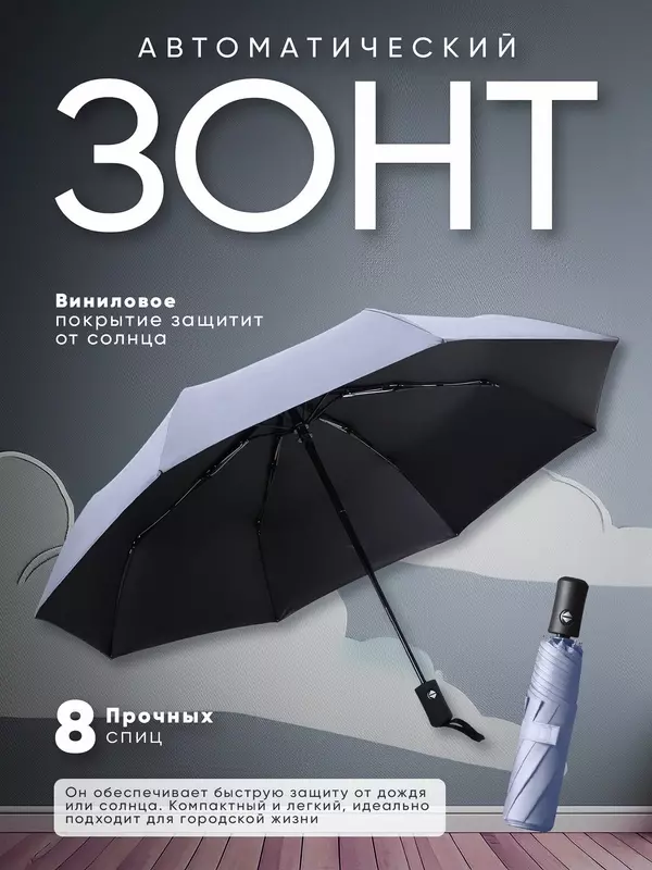 Смарт-зонт IBRICO, голубой,