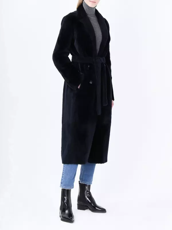 Дубленка из овчины с поясом