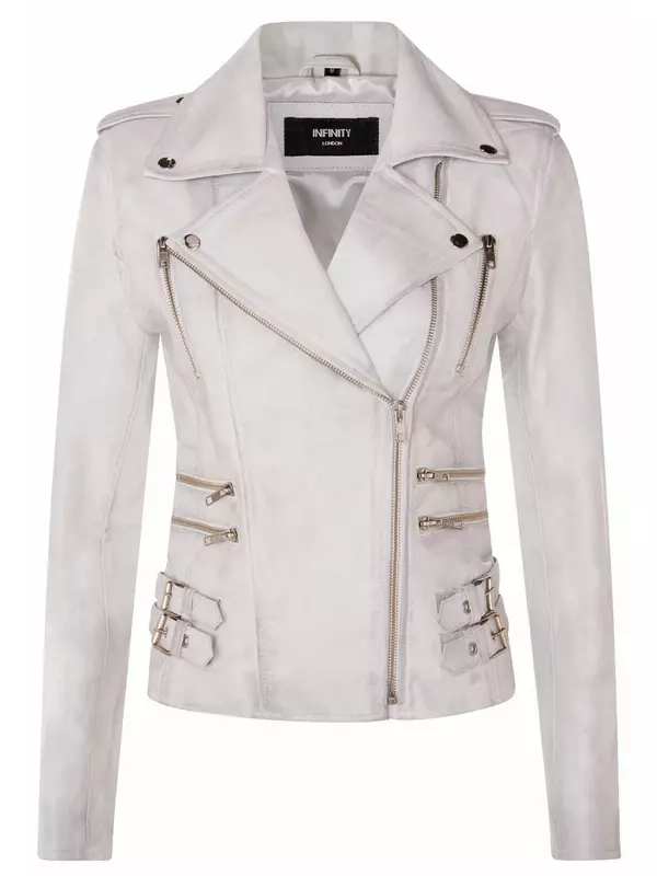 Кожаная байкерская куртка brando loddon Infinity Leather, белый