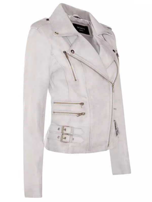 Кожаная байкерская куртка brando loddon Infinity Leather, белый