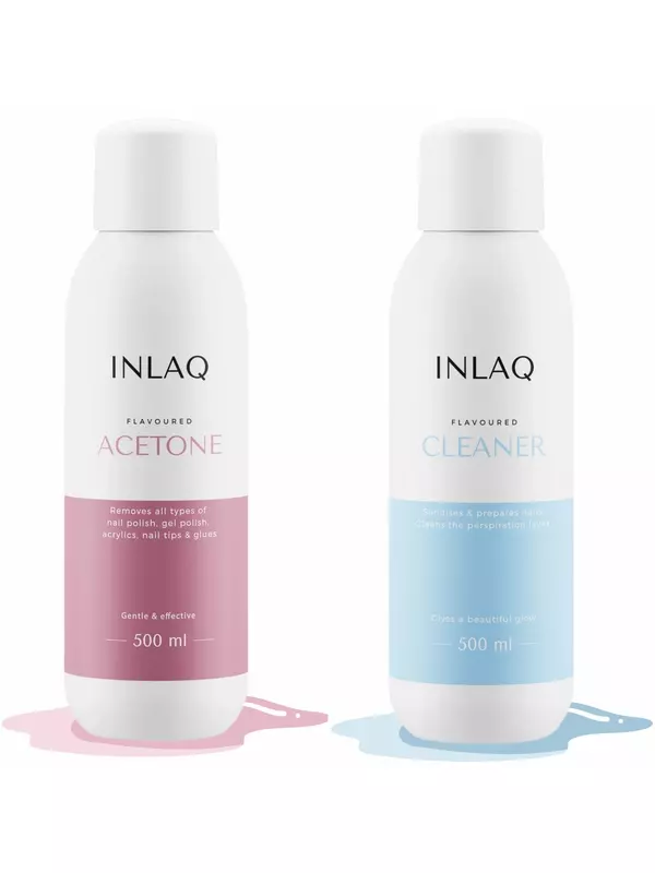 Набор: обезжириватель для ногтей, 500 мл + косметический ацетон, 500 мл Inlaq