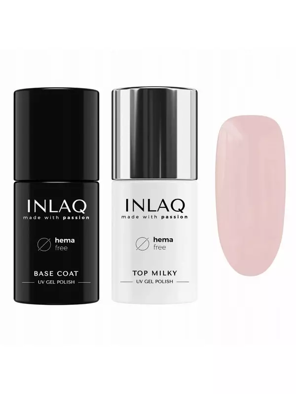 INLAQ Top Milky Hybrid Nude No Wipe 6 мл + гибридная база HARD BASE 6 мл