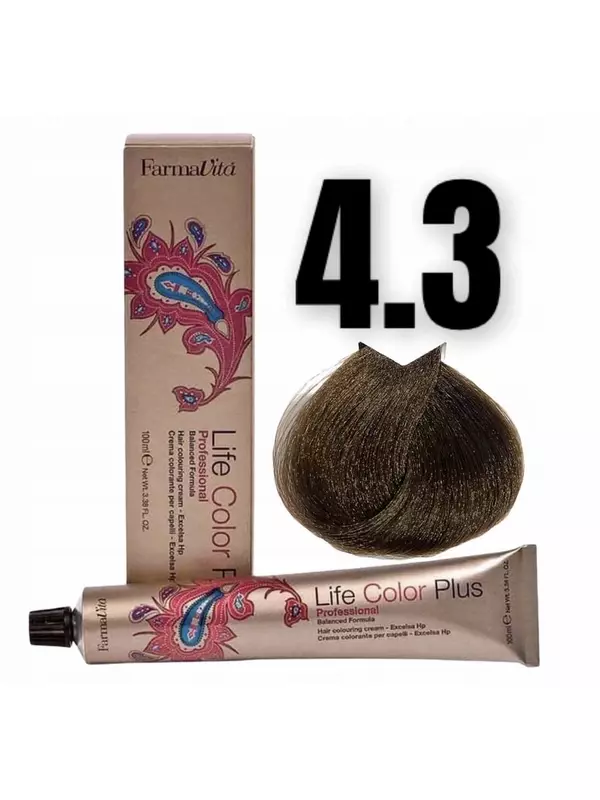 Перманентная краска Life Color Plus Farmavita - Золотисто-коричневый - 4.3 Inna marka