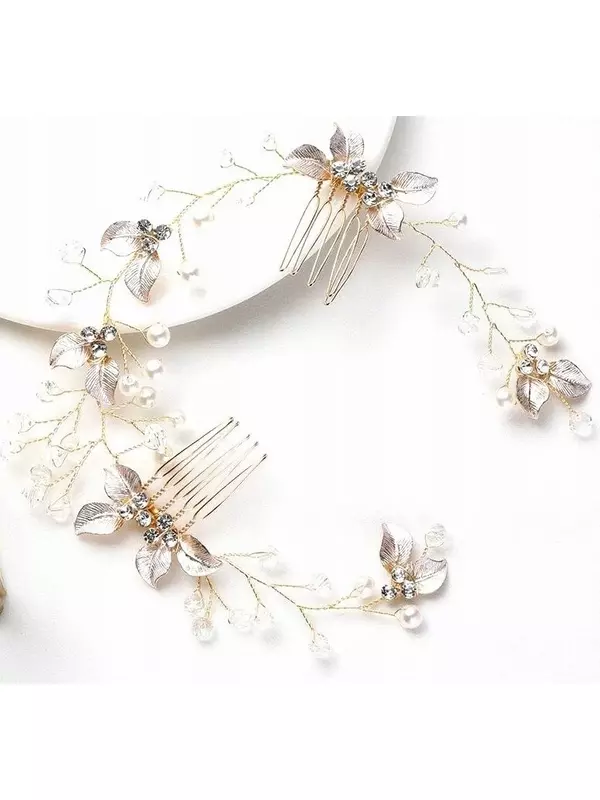 Длинное свадебное украшение для волос, пудра, кристаллы Inna Marka