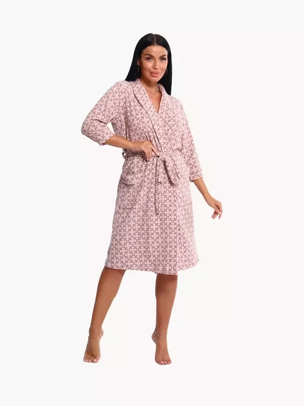 Халат для кормящих мам Инсар Текстиль 312/бежевый/коричневый Инсар Текстиль, размер 52-54, бежевый/коричневый