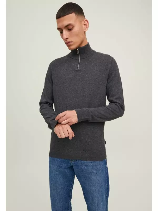 Свитер Jack & Jones EEMIL HALF ZIP NOOS, цвет Dark Grey Melange