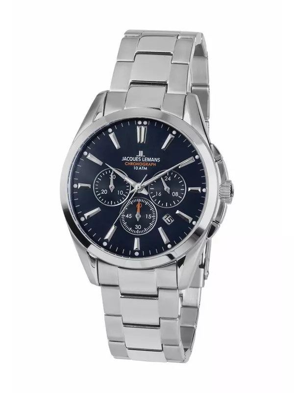Мужской хронограф 1-1945Е JACQUES LEMANS, серебро