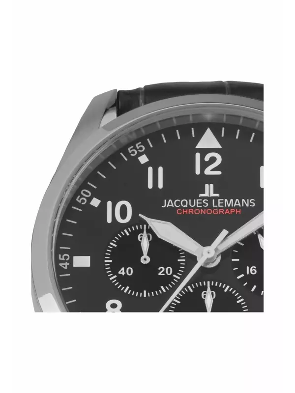 Мужской хронограф 42-2 JACQUES LEMANS, цвет Silber Schwarz