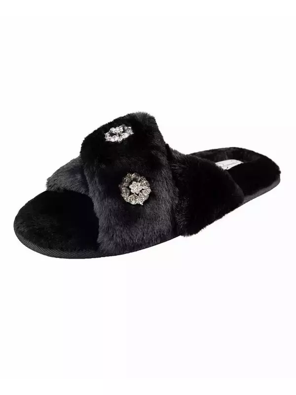 Женские шлепанцы с перекрестной лентой и украшением Jessica Simpson, черный