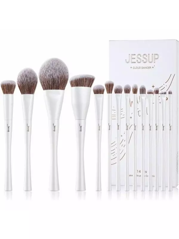 Набор кистей для макияжа Jessup, 14 шт., синтетическая тональная основа премиум-класса, консилер, румяна, контурная пудра, кисть для растушевки теней, жемчужно-белый T343 B-T343