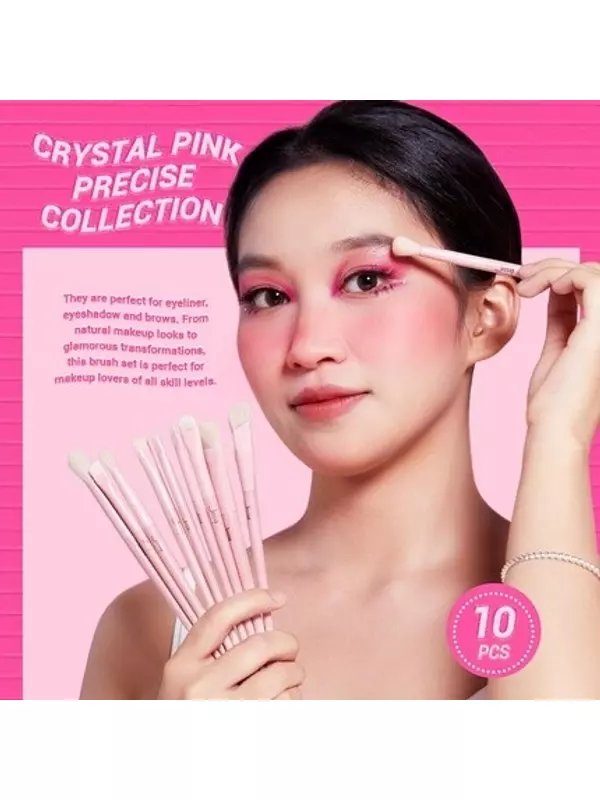 Набор кистей для теней Jessup, 10 шт., розовые кисти для макияжа глаз, консилер, синтетическая подводка для глаз, растушевка, растушевка складок, T496