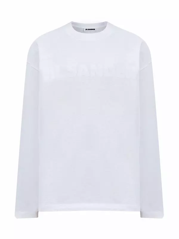 Свободный лонгслив из хлопкового джерси с макро-принтом в тон