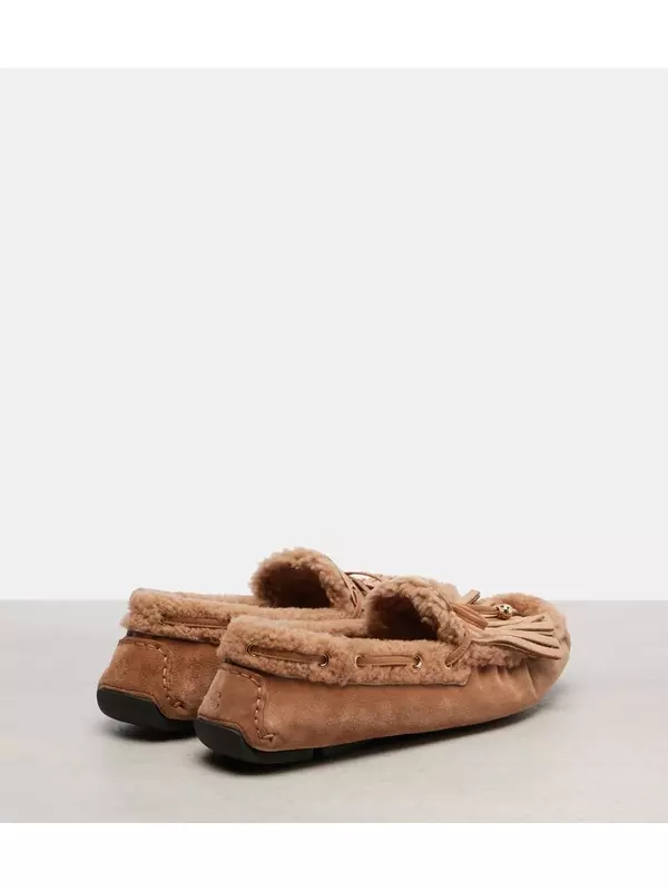 Манон F замшевые топсайдеры с меховой подкладкой Jimmy Choo, Toffee/Toffee