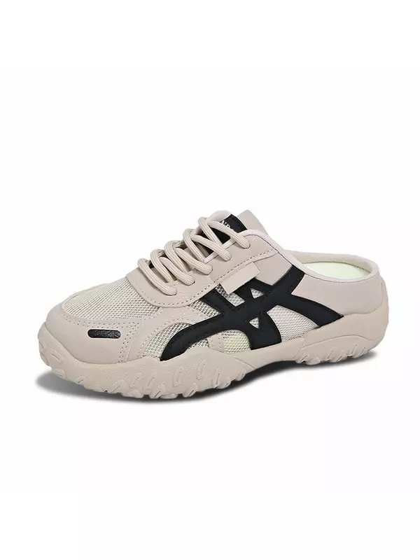 JINDUN Женские противоскользящие тапочки с закрытым носком бежево-черные, цвет Beige Black