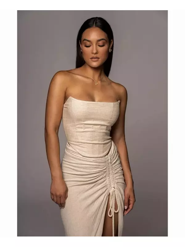 Женский реверсивный корсет Fenix из льна JLUXLABEL, коричневый/бежевый