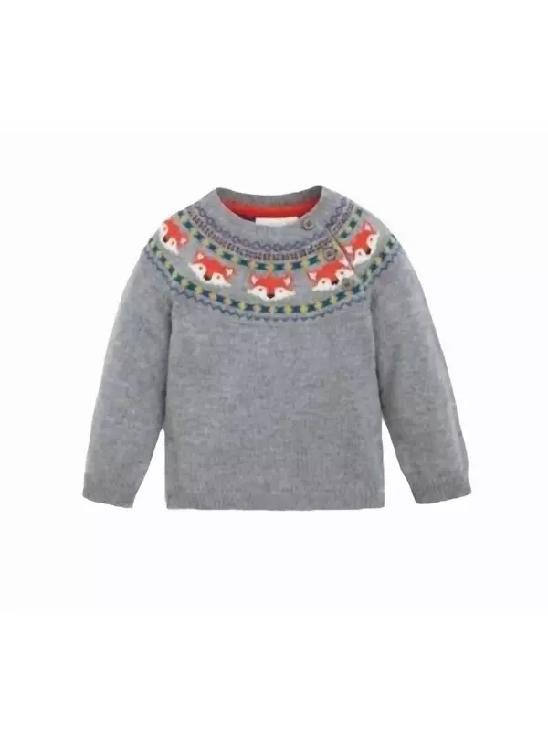 Пальто-джемпер Fox Fair Isle для мальчиков в сером цвете Marlborough JoJo Maman Bebe, цвет marlborough grey