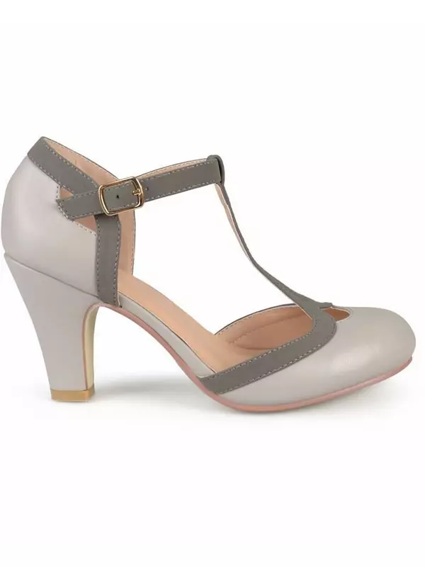 Женские туфли Olina на каблуке с Т-образным ремешком Journee Collection, серый