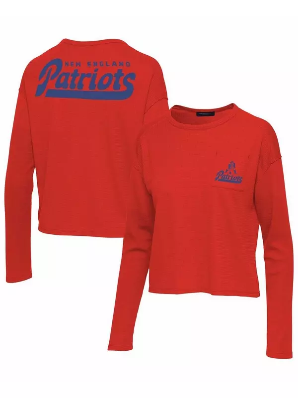 Красная женская термофутболка с карманами и длинными рукавами New England Patriots Junk Food, красный