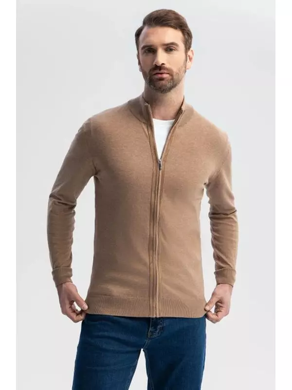 Кардиган из хлопка Пима с отделкой из алькантары