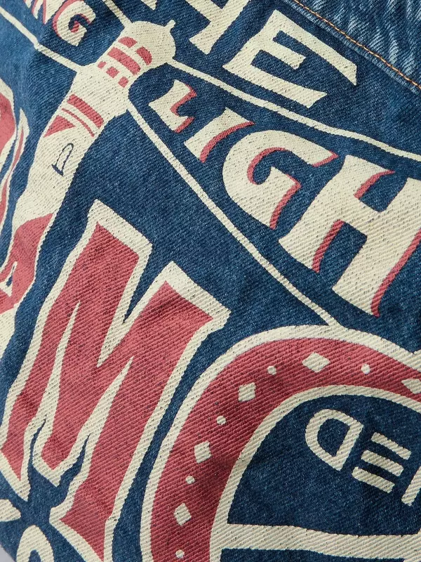 Сумка-мессенджер из денима с принтом Guiding Light KAPITAL, синий