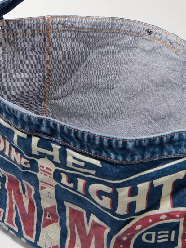 Сумка-мессенджер из денима с принтом Guiding Light KAPITAL, синий