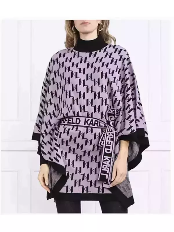 Пончо свободного кроя с добавлением шерсти Karl Lagerfeld, лавандовый
