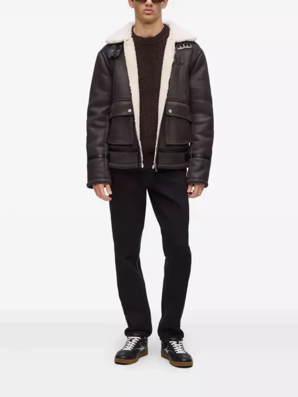 Дубленка с монограммой KARL LAGERFELD, коричневый