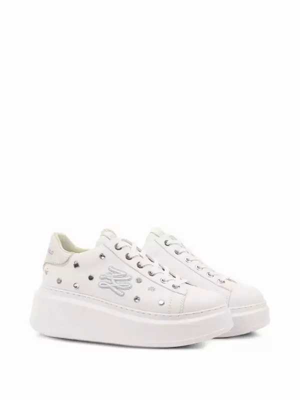 Кроссовки на платформе, украшенные кристаллами KARL LAGERFELD, белый