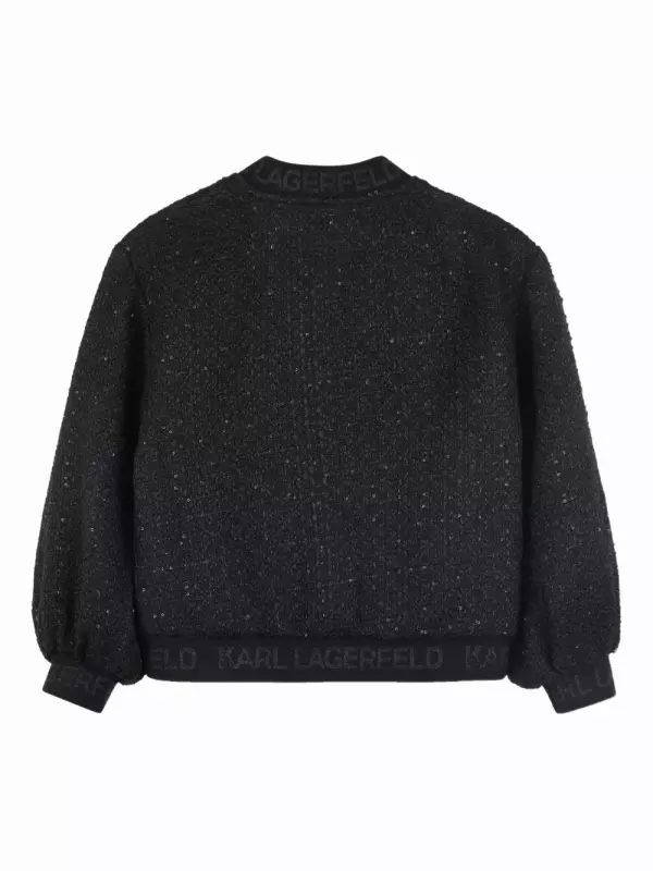 Фактурный бомбер на молнии KARL LAGERFELD KIDS, черный
