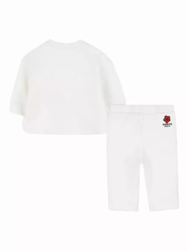 Спортивный костюм Boke Flower с длинными рукавами Kenzo Kids, белый