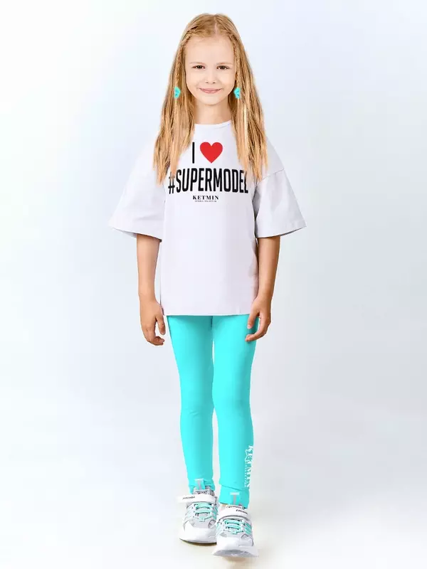 Легинсы KETMIN детские бирюзовые трикотажные PREMIUM LINE, размер 134, бирюза