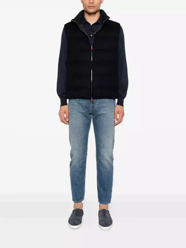 Стеганый жилет на молнии Kiton, синий