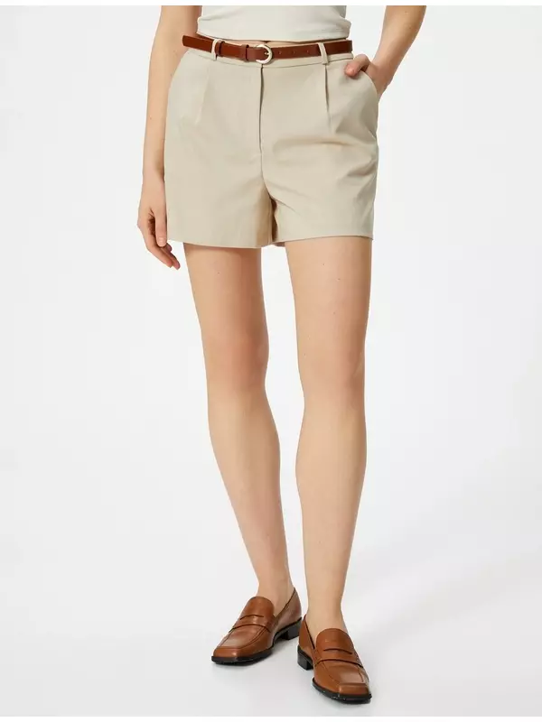 Шорты Koton Regular Pleat-Front Pants, бежевый