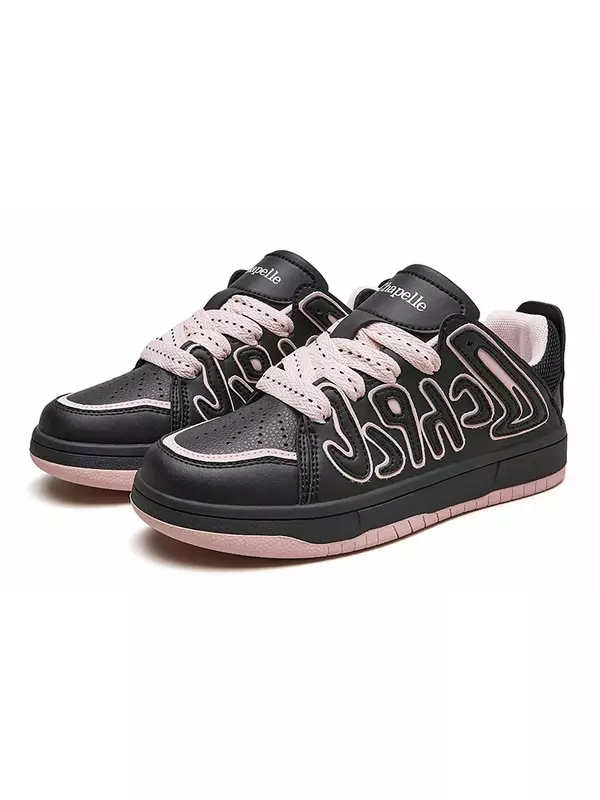 Кеды, скейтборд обувь женская низкая La Chapelle, черный/розовый