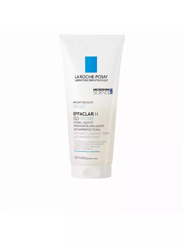 Крем для лечения кожи лица Effaclar h iso-biome crème lavante La roche posay, 200 мл