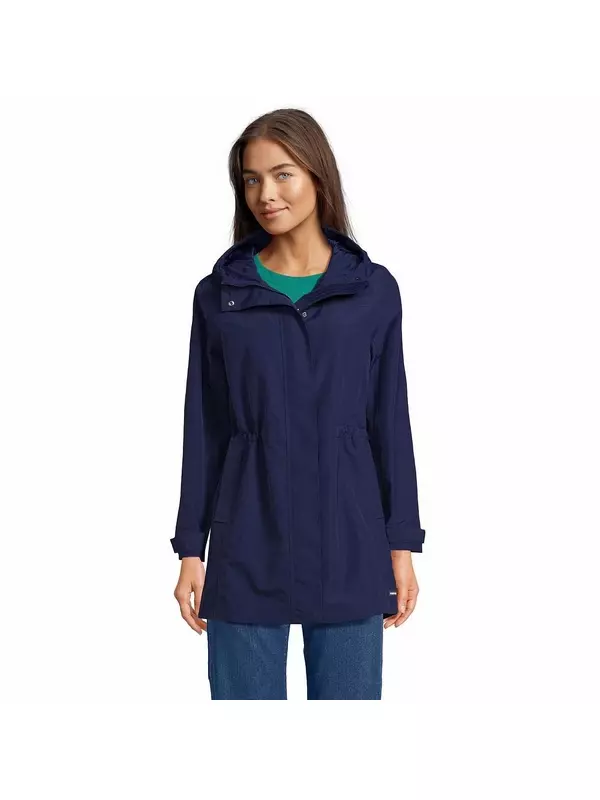 Женский классический плащ с капюшоном Lands End Squall Lands' End, цвет Deep Sea Navy