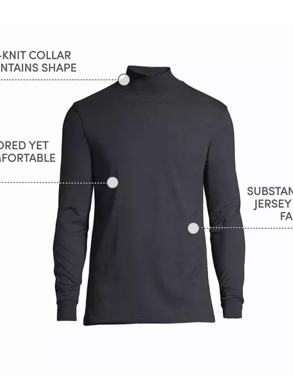 Футболка-водолазка Big & Tall Super-T Lands' End, черный