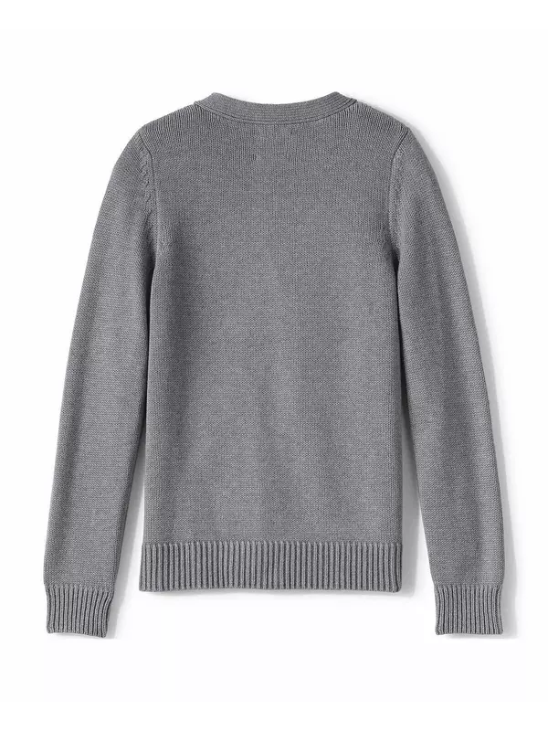 Детская школьная форма для девочек, хлопковый свитер с модальными пуговицами спереди Lands' End