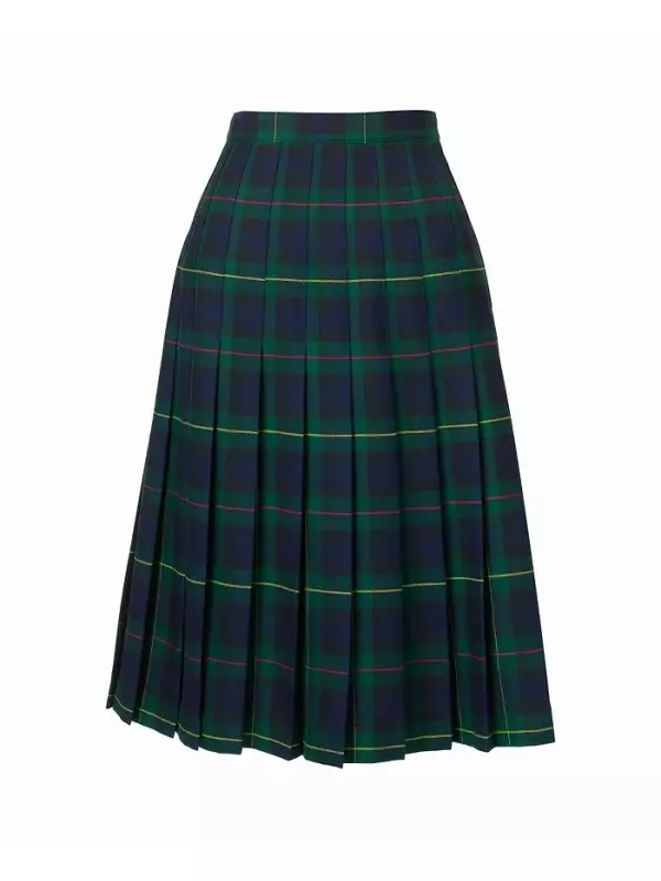 Женская плиссированная юбка в клетку ниже колена Lands' End, зеленый