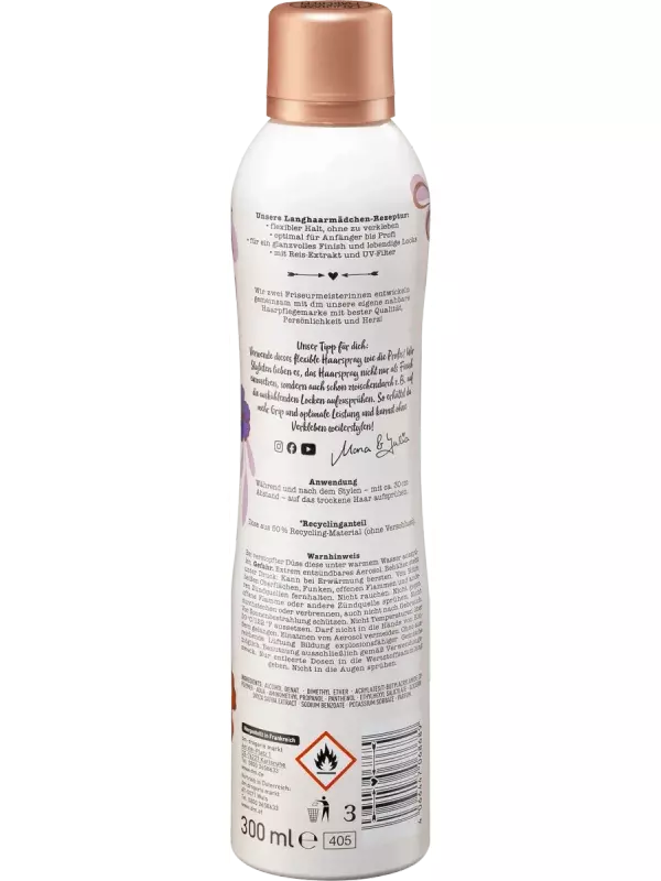 Лак для волос гибкой фиксации 300мл Langhaarmädchen
