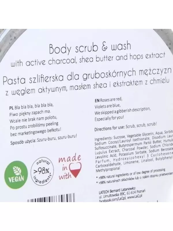 Скраб для тела для мужчин, 200 мл LaQ, Body Scrub Wash