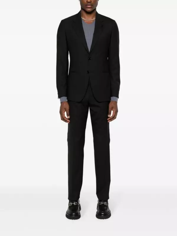 Шерстяной костюм с однобортным пиджаком Lardini, черный