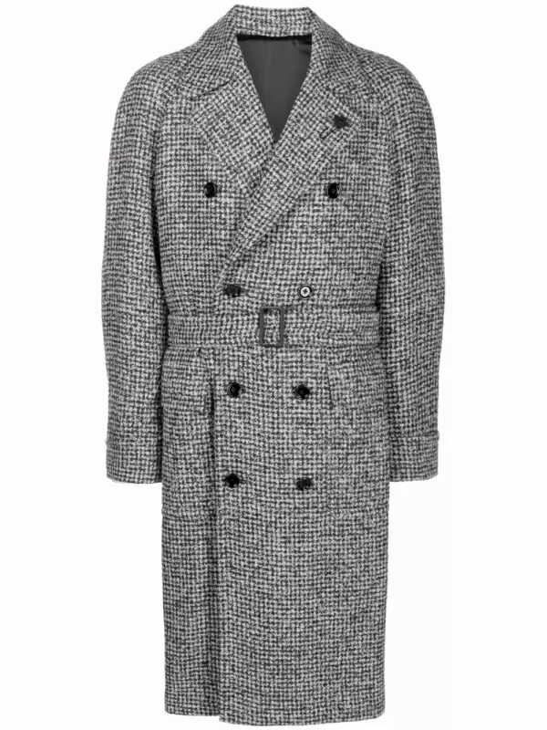 Двубортное пальто с поясом Lardini, черный